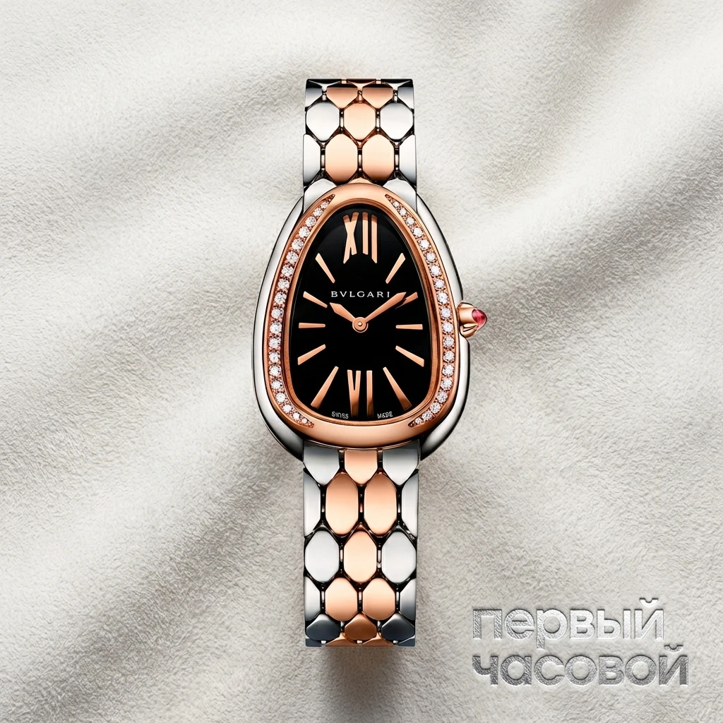 Купить элитные часы Bvlgari Serpenti Seduttori Black Dial Diamond Stainless Steel And 18Kt Rose Gold 103450: в наличии в Москве!