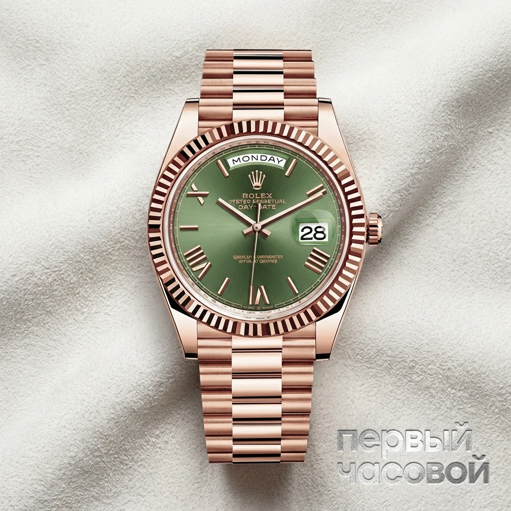 Купить элитные часы Rolex Day Date Rose Gold 40mm Olive Dial 228235: в наличии в Москве!