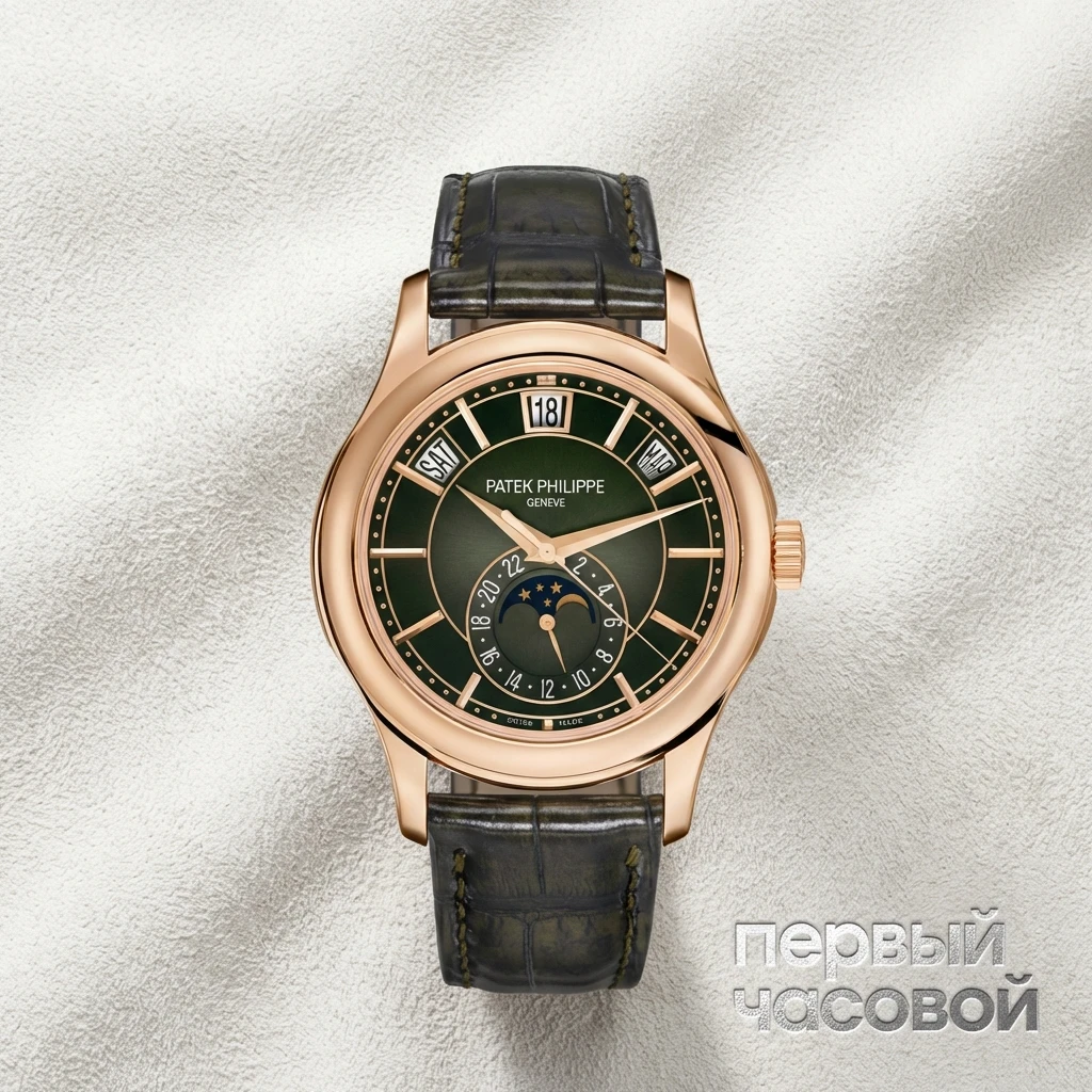 Купить элитные часы Patek Philippe Annual Calendar Rose Gold Olive Green 5205R-011: в наличии в Москве!