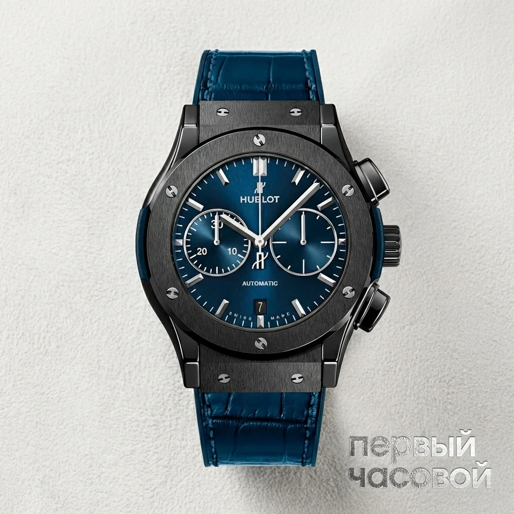 Купить элитные часы Hublot Classic Fusion Chronograph Ceramic Blue 45m 521.CM.7170.LR: в наличии в Москве!