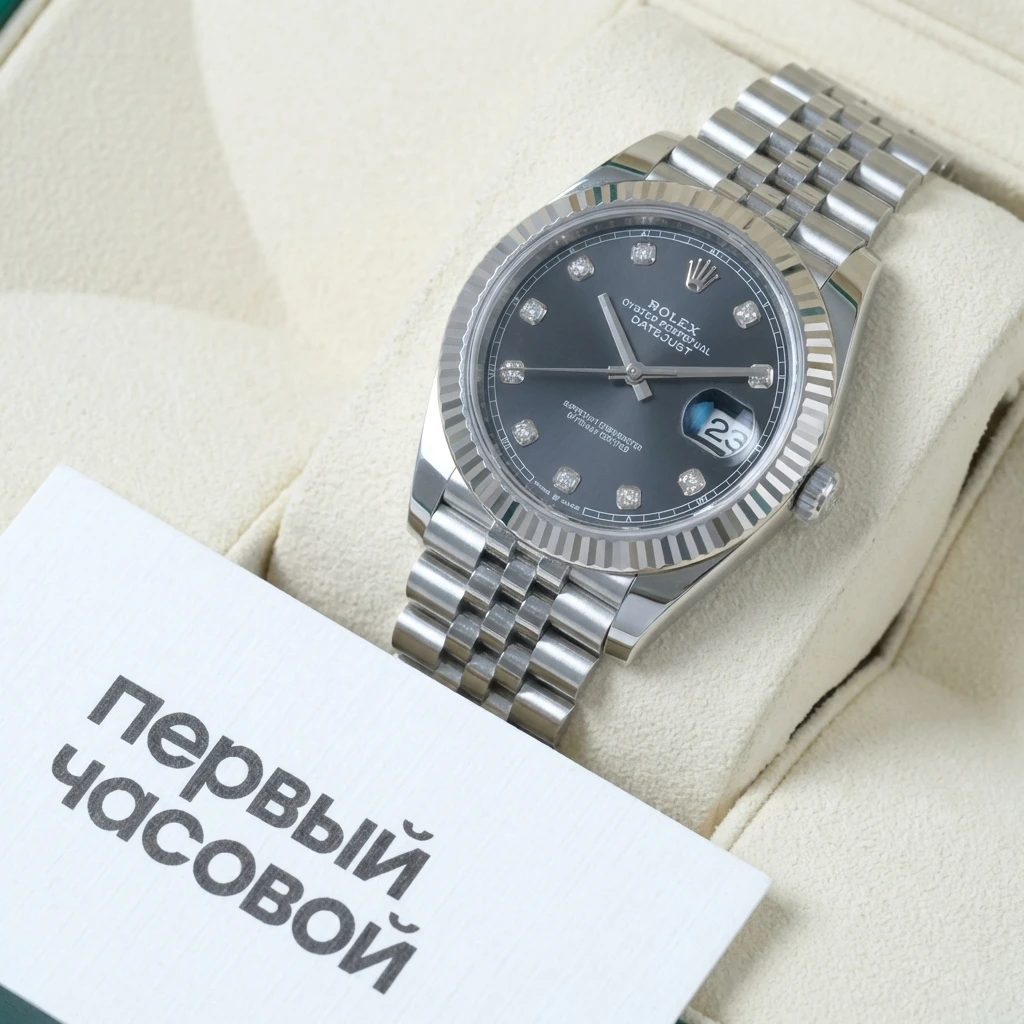 Купить элитные часы Rolex Oyster Perpetual Datejust 41Mm Blue Dial Diamond Index 126334: в наличии в Москве!