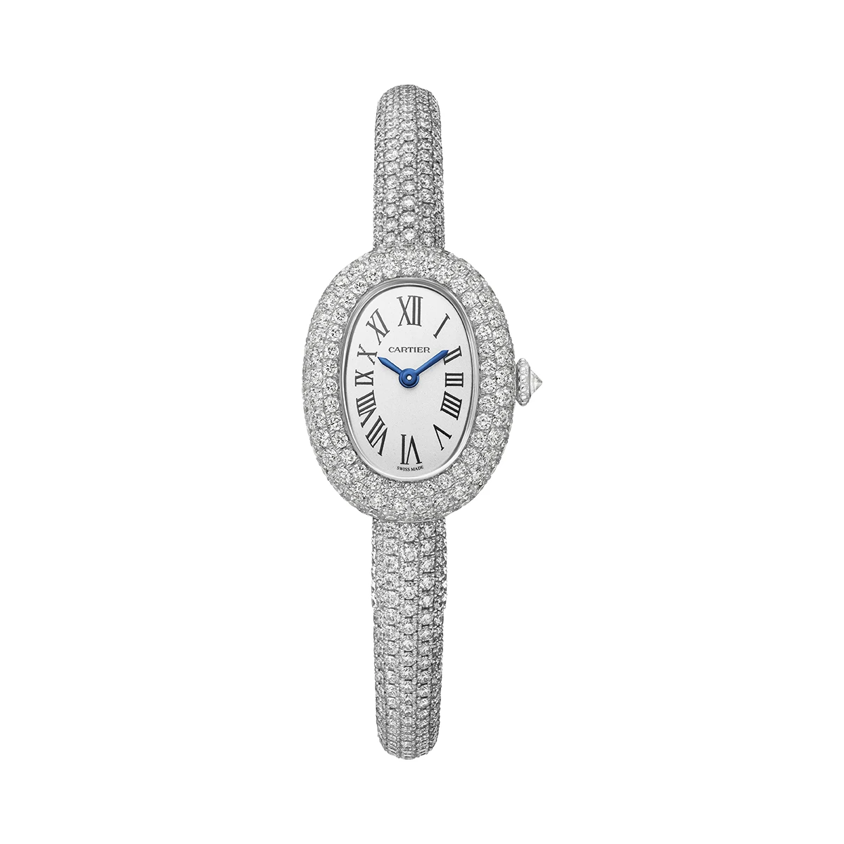 Купить элитные часы Cartier Custom Baignoire Full Diamonds Pave Size 16 White Gold HPI01607: в наличии в Москве!