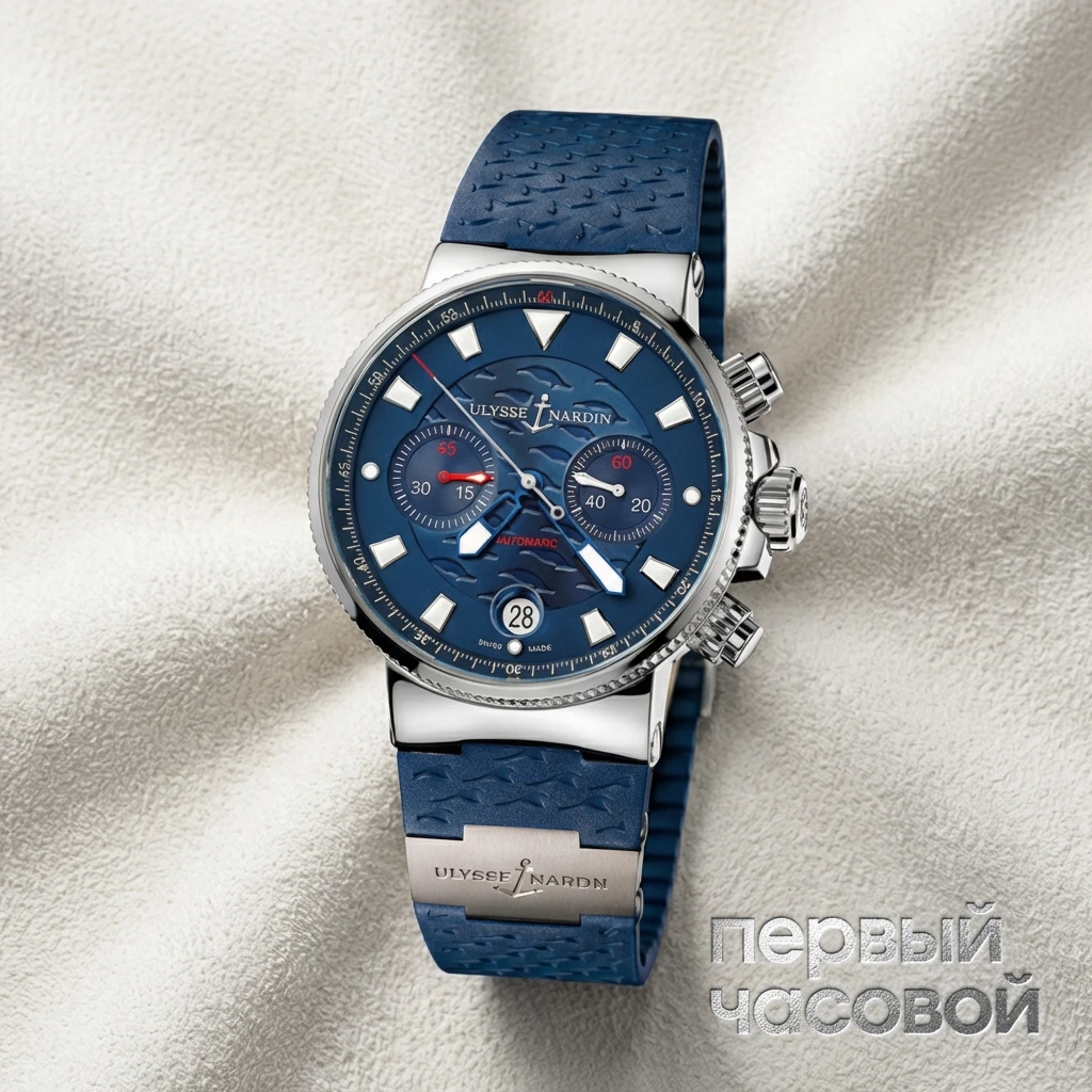 Купить элитные часы Ulysse N Blue Seal Chronograph Limited Edition 353-68LE-3: в наличии в Москве!