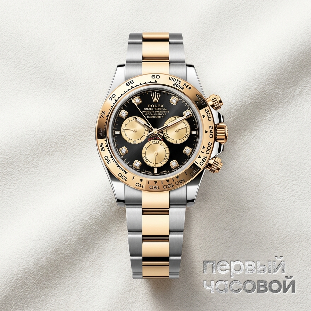 Rolex Cosmograph Daytona Steel & Yellow Gold Black Dial Diamond Index