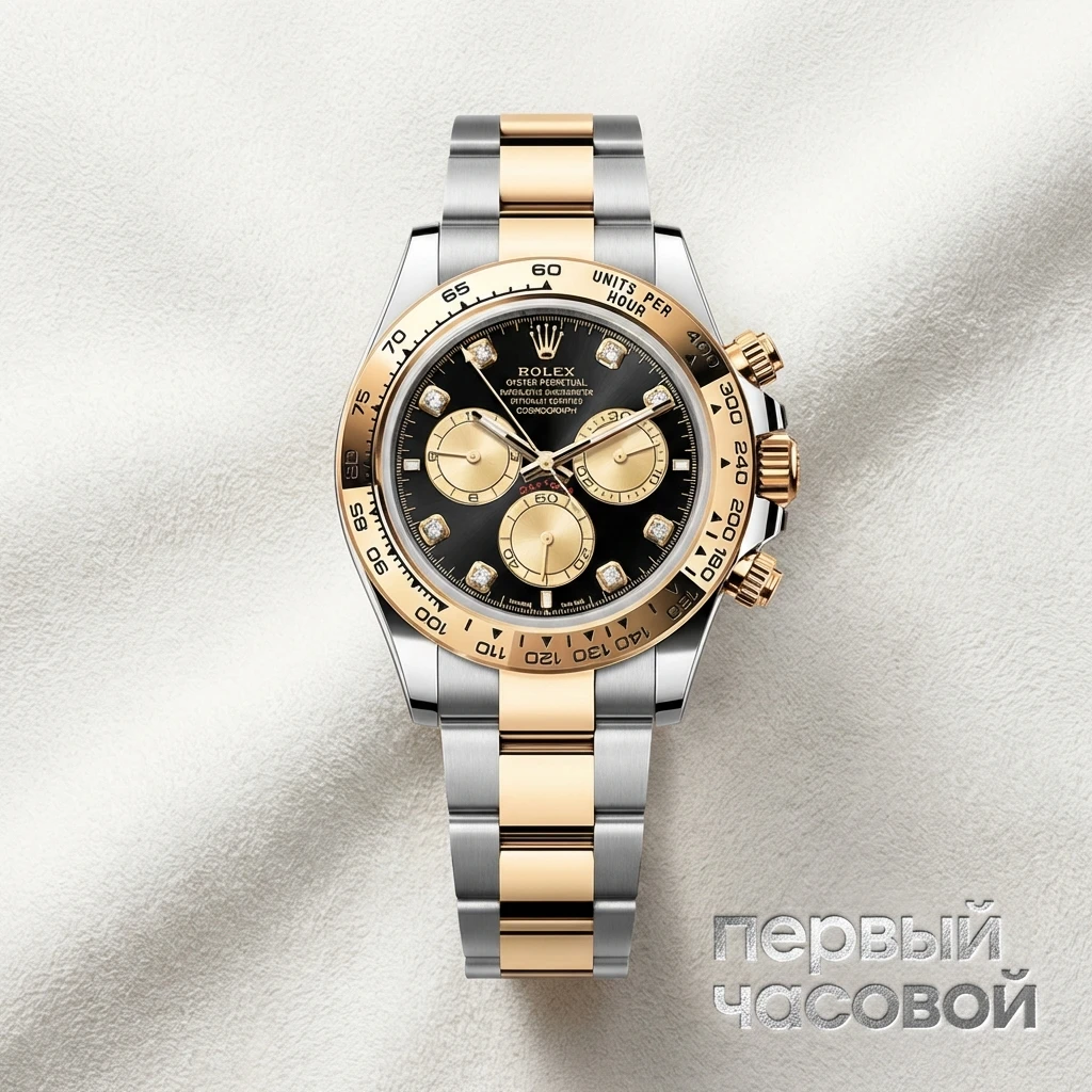 Rolex Cosmograph Daytona Steel & Yellow Gold Black Dial Diamond Index 126503-0002