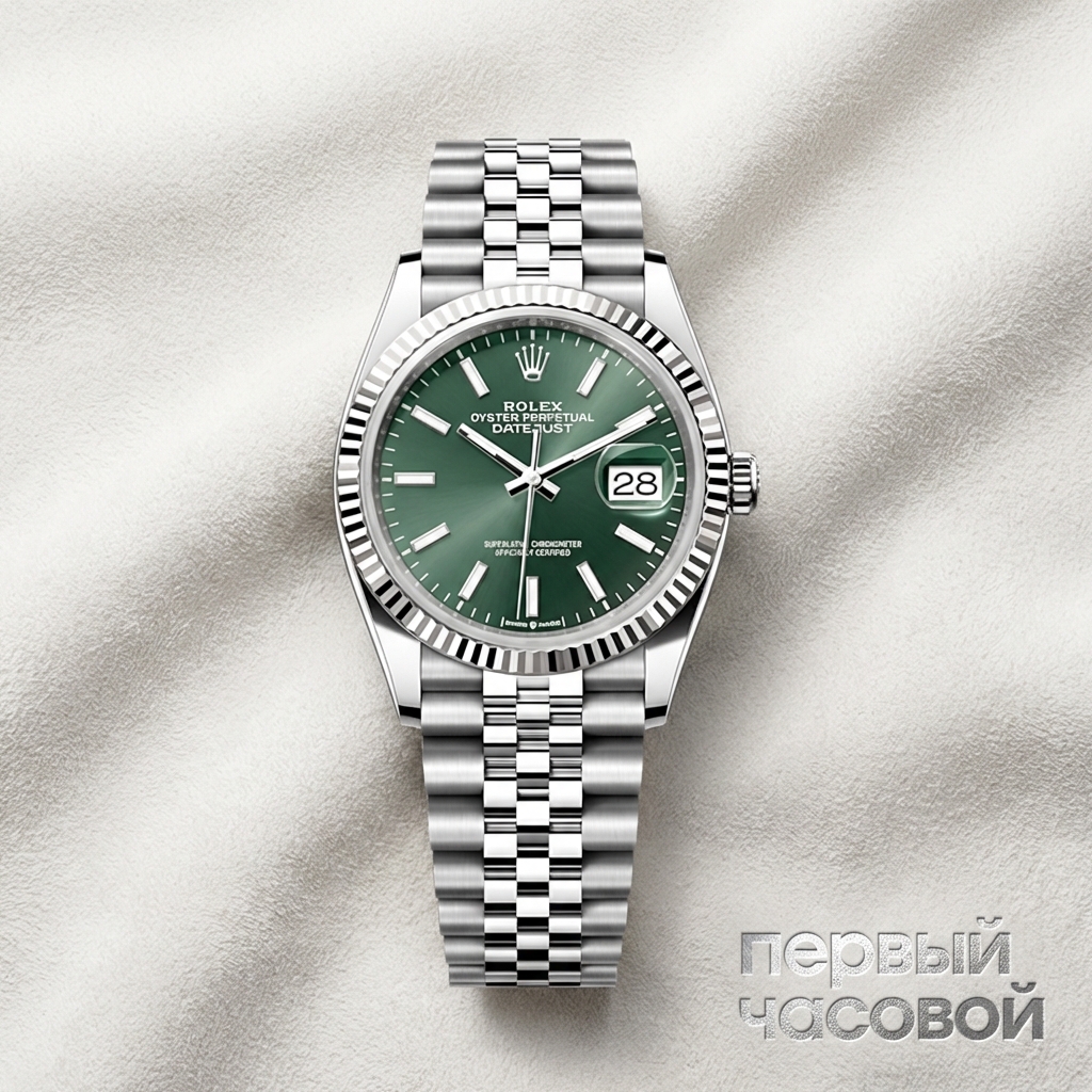 Rolex Datejust 36Mm Steel & White Gold Grreen Dial