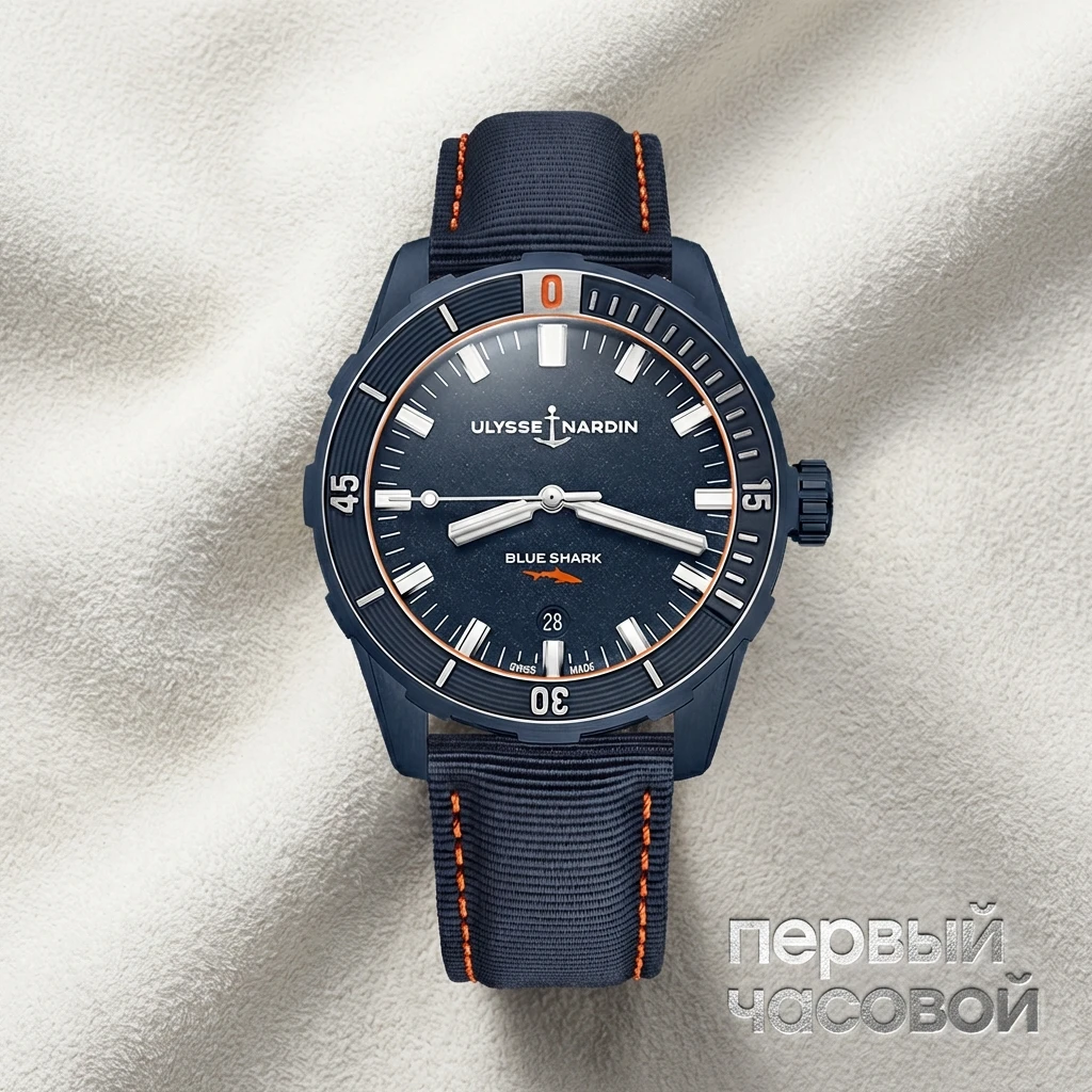 Купить элитные часы Ulysse N Diver 42mm BLUE SHARK 8163-175LE/93-BLUESHARK: в наличии в Москве!