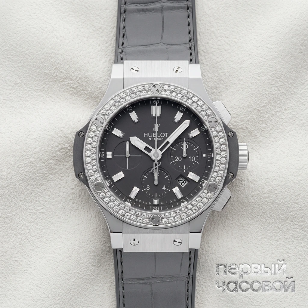 Купить элитные часы Hublot Aero Bang Steel Earl Gray Diamonds 301.ST.5020.GR.1104: в наличии в Москве!