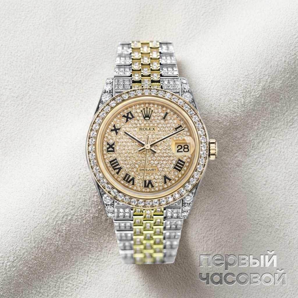 Rolex Datejust 36Mm Steel & Yellow Gold Aftermarket Diamonds Тюнинг