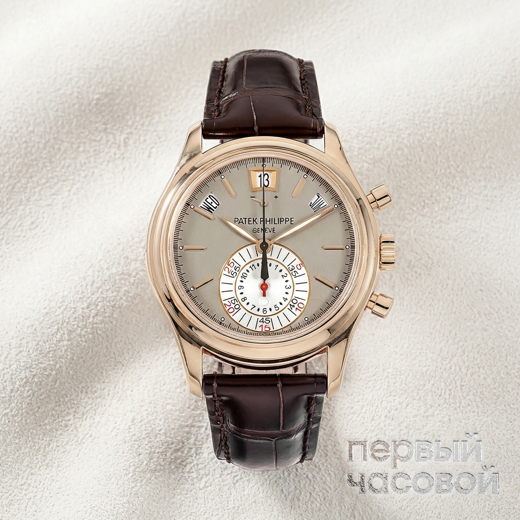 Patek Philippe Annual Calendar Chronograph Rose Gold Silver Dial