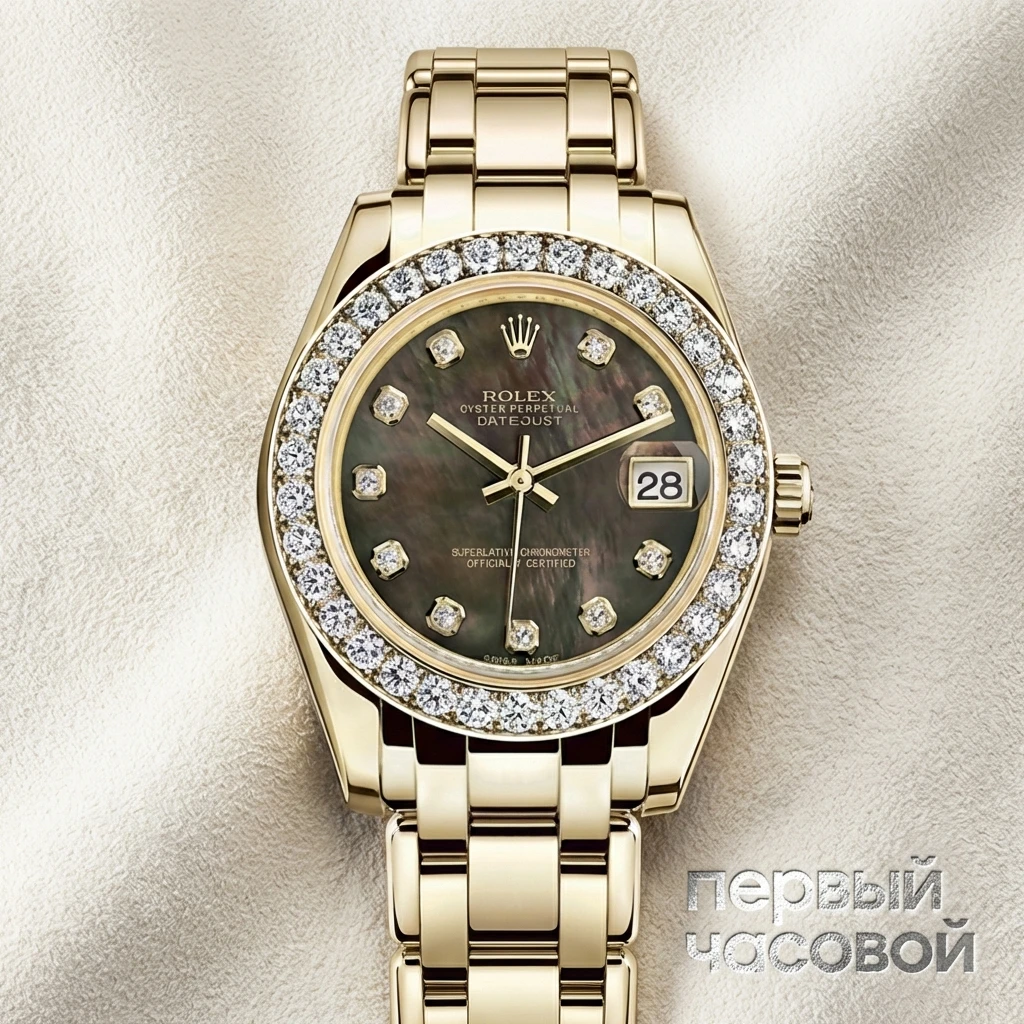 Купить элитные часы Rolex Pearlmaster 34mm Dark M.O.P. Dial 81298: в наличии в Москве!