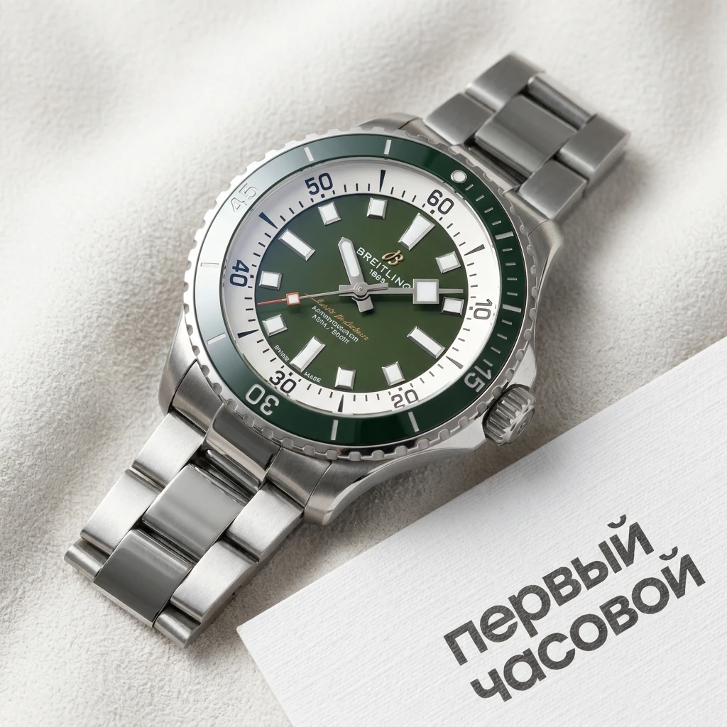 Купить элитные часы Breitling Superocean Automatic 44 Green Dial A17376A31L1A1: в наличии в Москве!