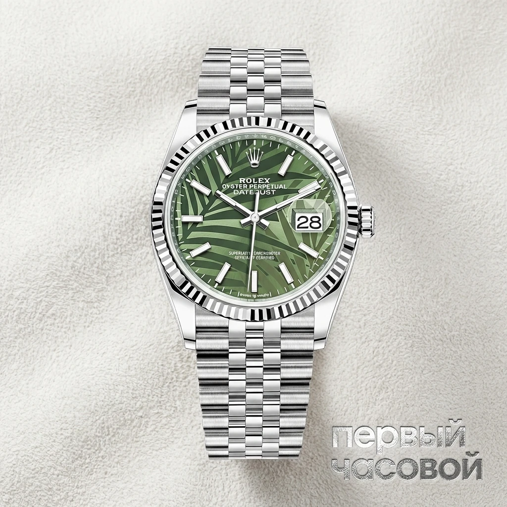 Купить элитные часы Rolex Datejust 36 mm Green Palm Motif Dial 2022 126234: в наличии в Москве!
