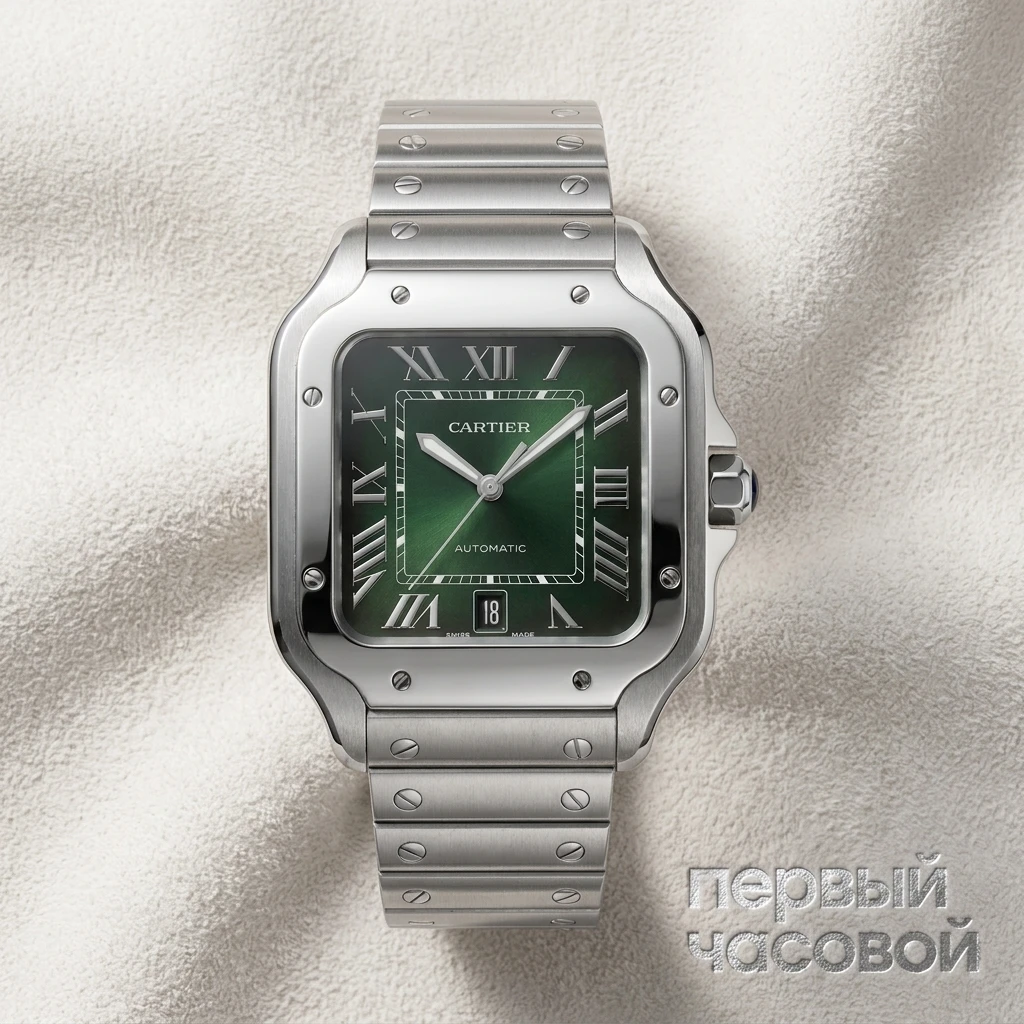 Купить элитные часы Cartier Santos De Cartier Green Dial WSSA0062: в наличии в Москве!