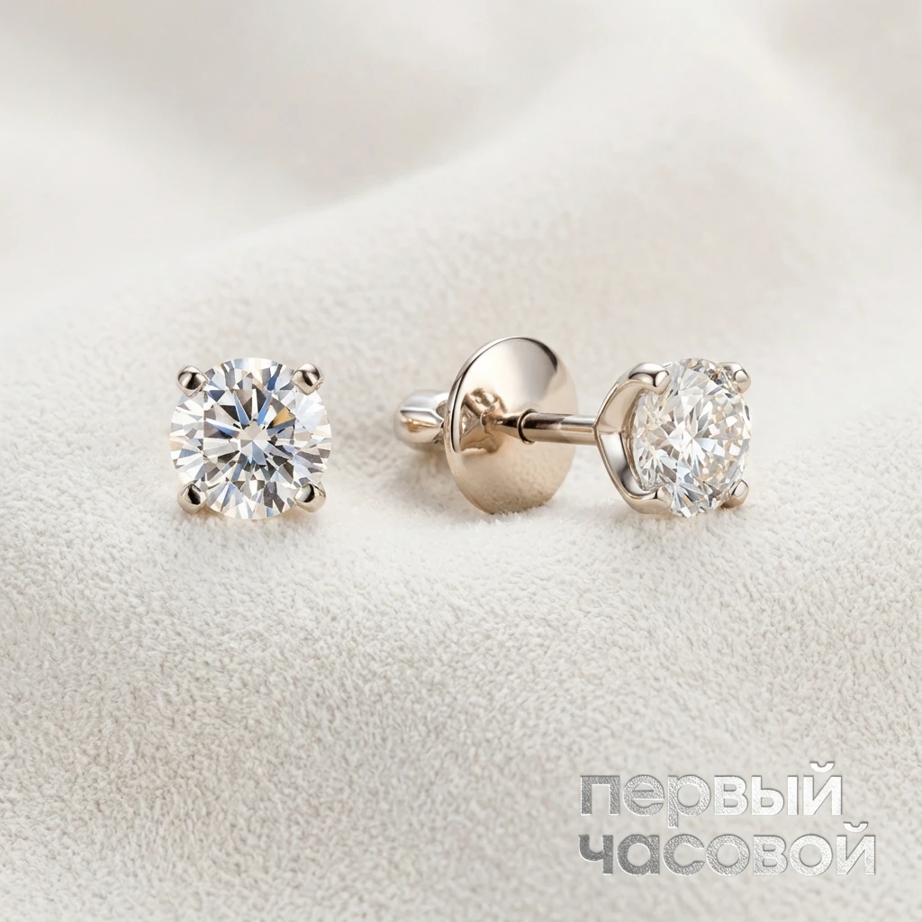 Купить украшение Studio jewelry Серьги с бриллиантами 1,25/1,25 ct. H/VS1 (3 Excellent) : в наличии в Москве!