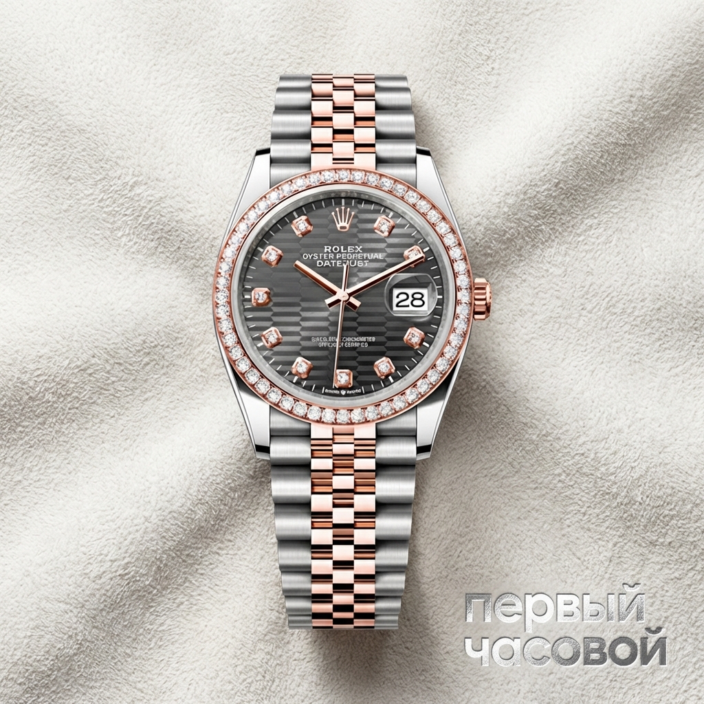 Rolex Datejust 36 Rose Gold/Steel Fluted Motif Dial Diamond Bezel Jubilee Bracelet