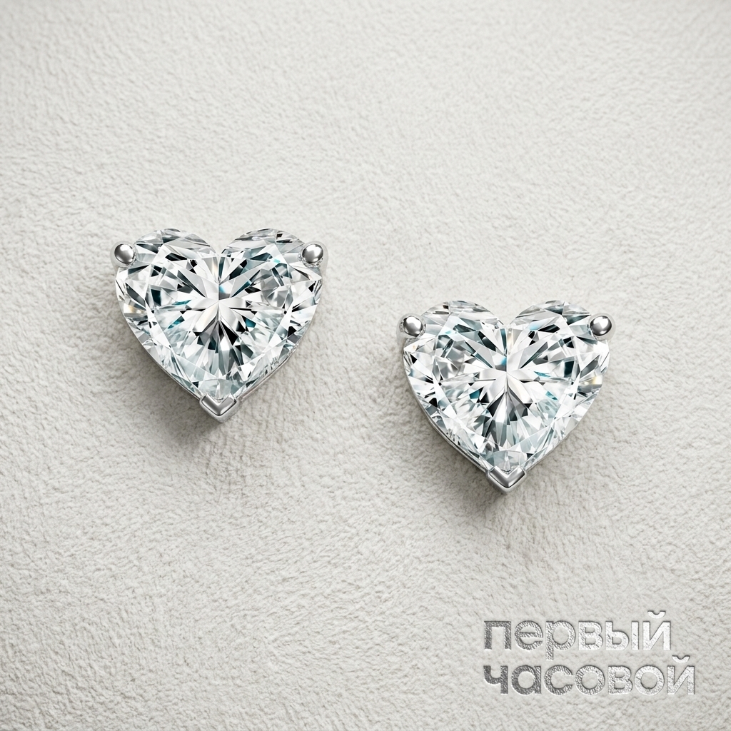 Studio jewelry Серьги 1,51/1,51 ct. K/VS (Heart Diamonds)