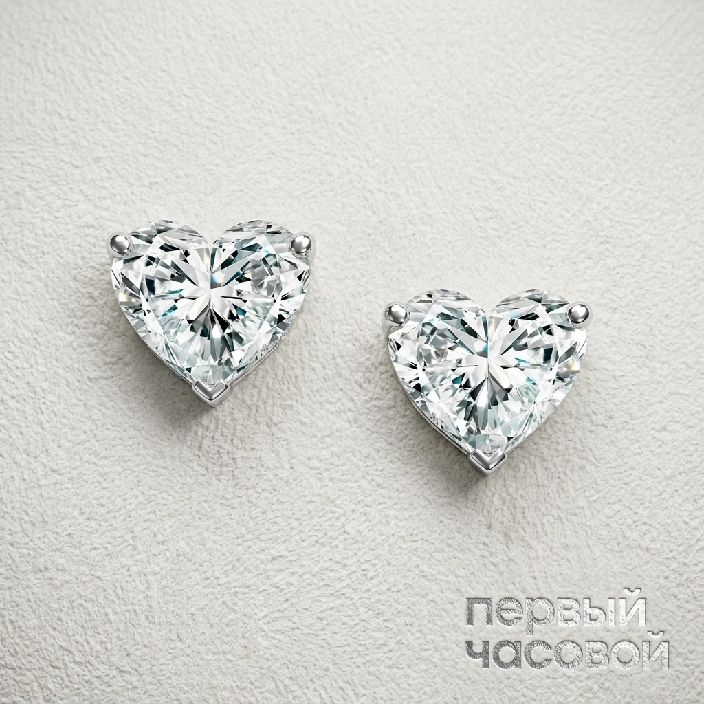 Studio jewelry Серьги 1,51/1,51 ct. K/VS (Heart Diamonds)
