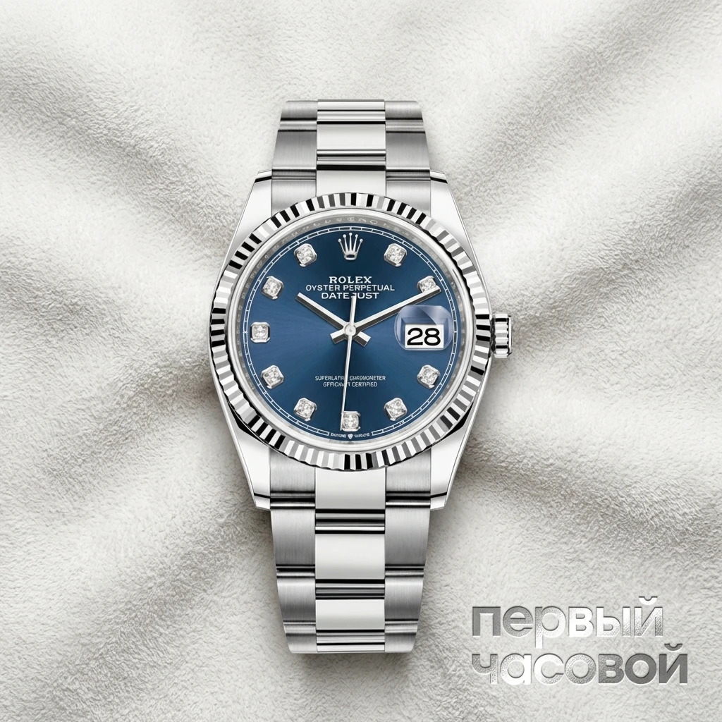 Rolex Datejust 36Mm Steel & White Gold Blue Diamonds 126234