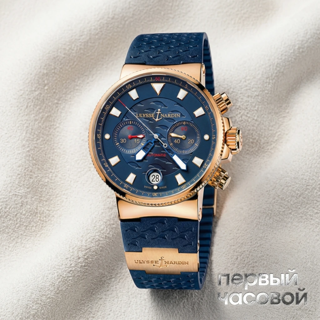 Купить элитные часы Ulysse N Marine Blue Seal Chronograph 356-68LE-3: в наличии в Москве!