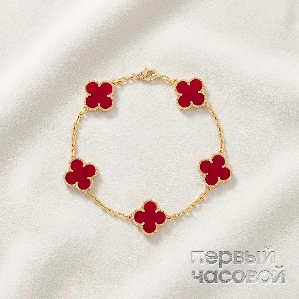 Купить украшение Van Cleef &amp; Arpels Vintage Alhambra Bracelet, 5 Motifs Carnelian VCARD35500: в наличии в Москве!