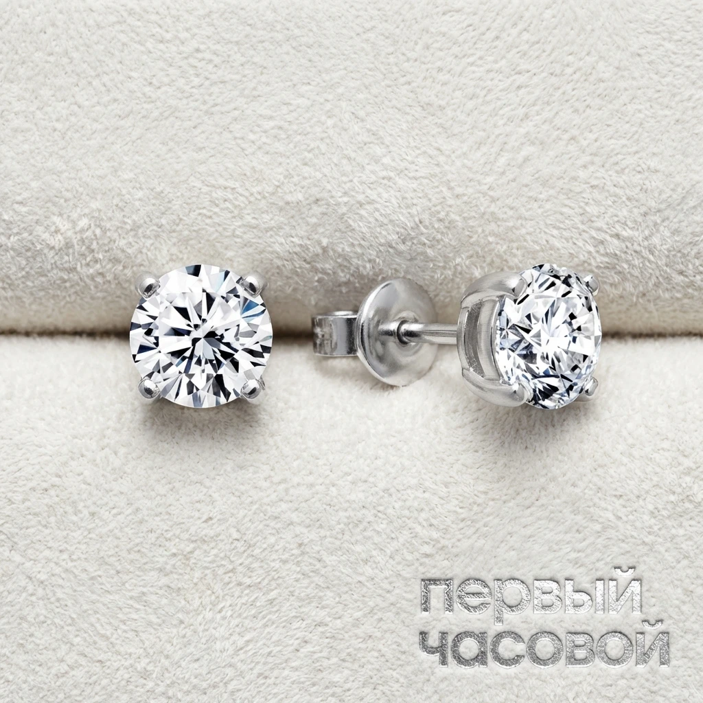 Купить украшение Studio jewelry Серьги 1,00/1,00 ct. F/VS1 (3 excellent) Round Diamonds : в наличии в Москве!