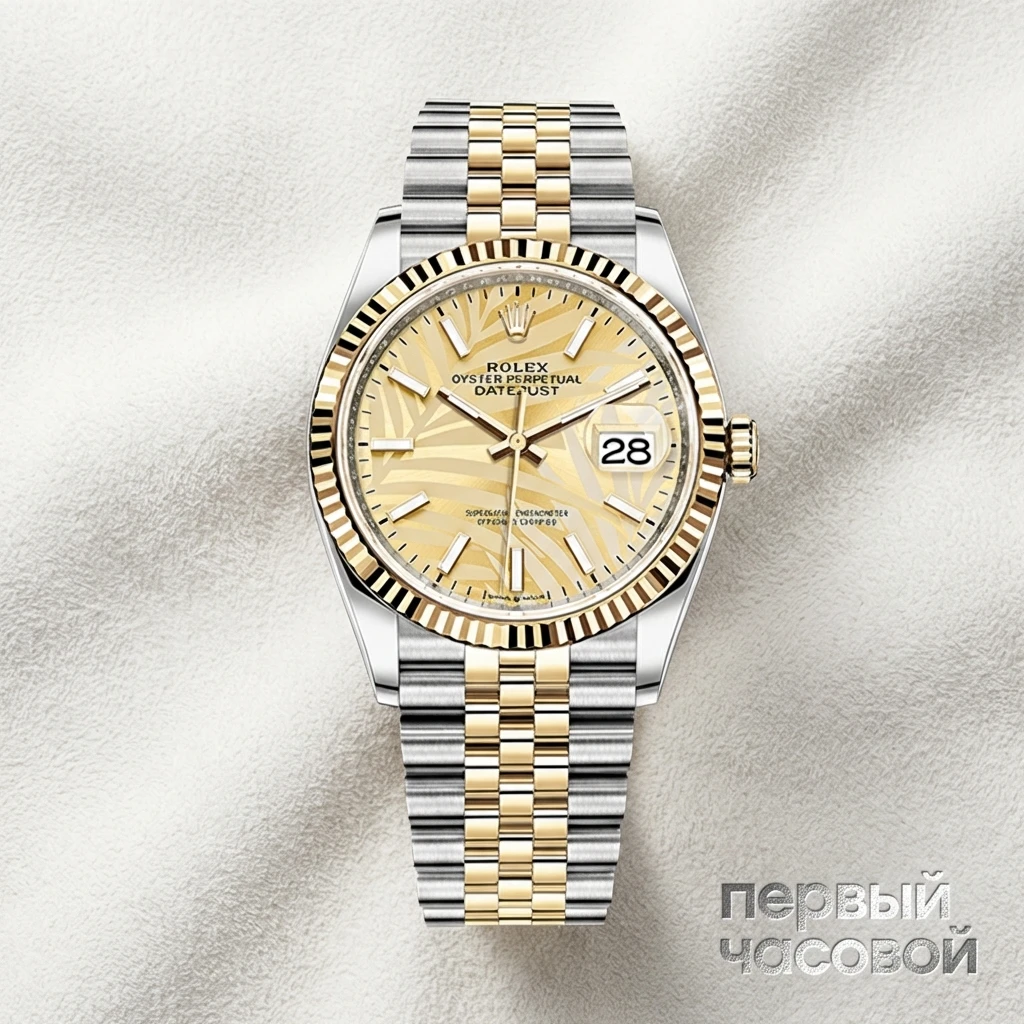 Rolex Datejust 36Mm Steel & Yellow Gold Palm Motif 126233-0039
