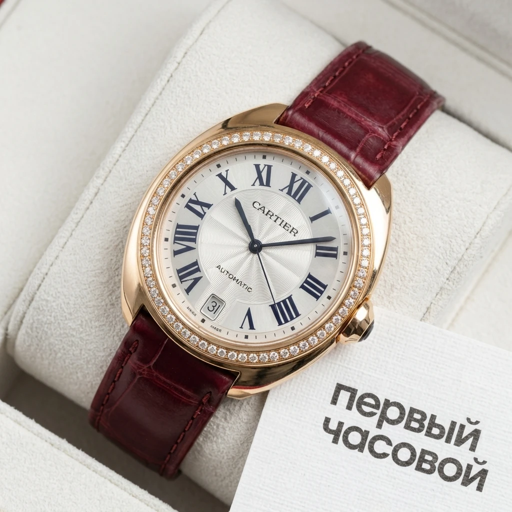 Купить элитные часы Cartier Clé De Cartier 35Mm Rose Gold &amp; Diamonds WJCL0013: в наличии в Москве!