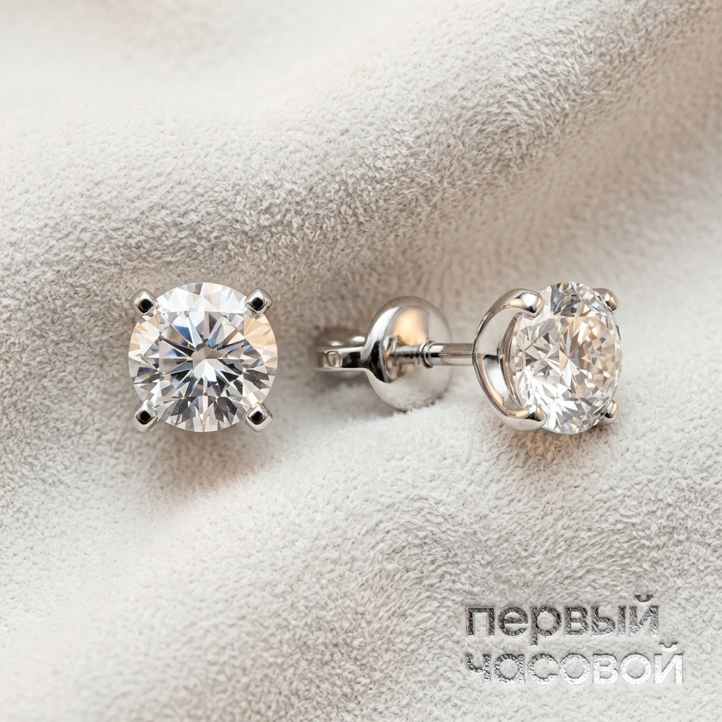 Купить украшение Studio jewelry Серьги 0,90/0,92 ct. H/Si1 (Round Diamonds) : в наличии в Москве!