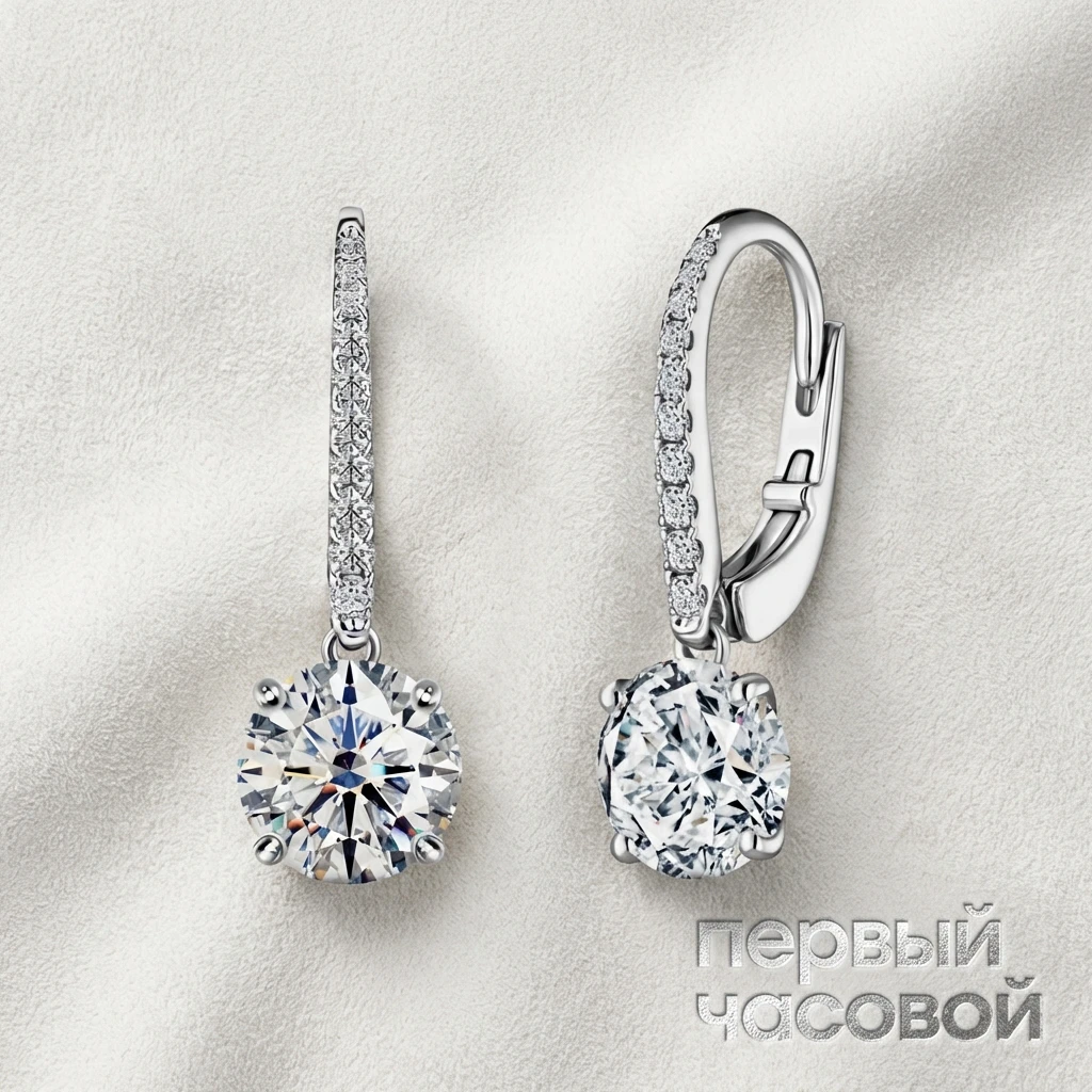 Купить украшение Studio jewelry Серьги 1,03/1,03 ct. H/Si1 (3 Excellent) Round Diamonds : в наличии в Москве!