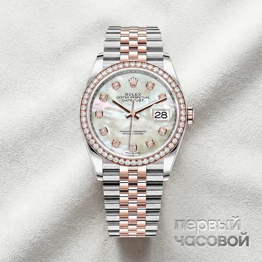 Купить элитные часы Rolex Oyster Perpetual Datejust 36 mm Everose Rolesor Factory diamonds 2022 126281RBR: в наличии в Москве!