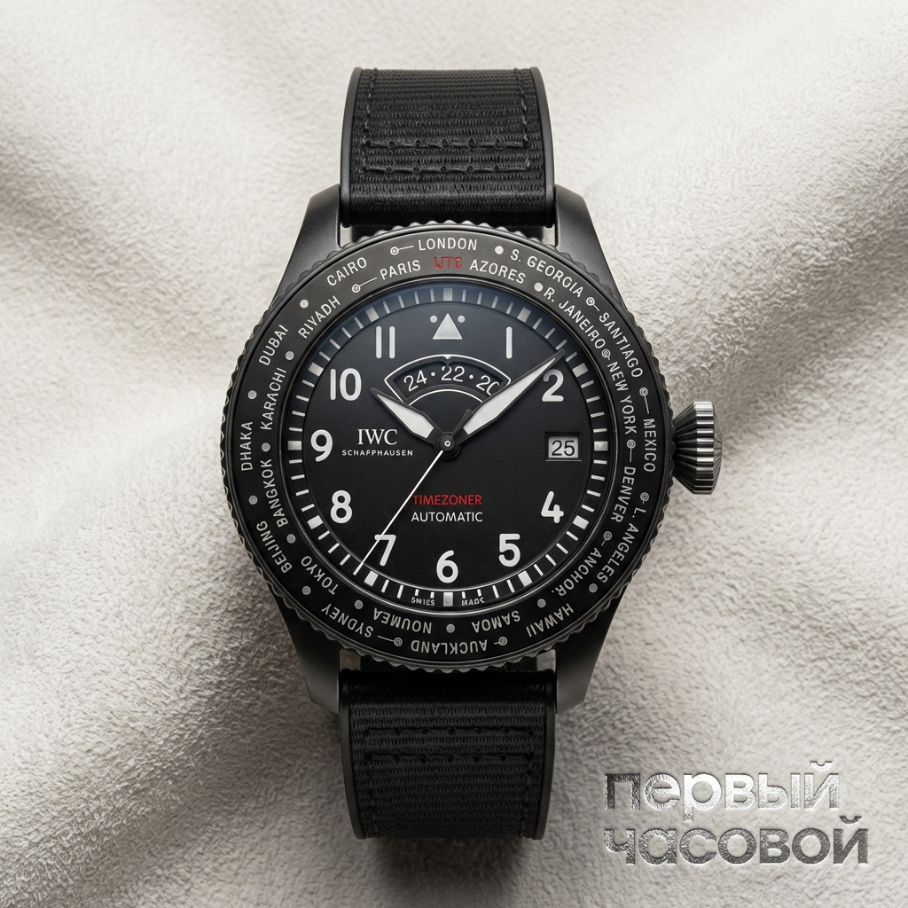 IWC Pilots Watch Timezoner Top Gun Ceratanium
