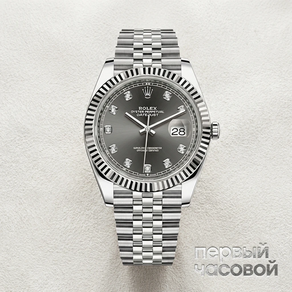 Rolex Oyster Perpetual Datejust 41mm Grey Dial Diamonds 126334