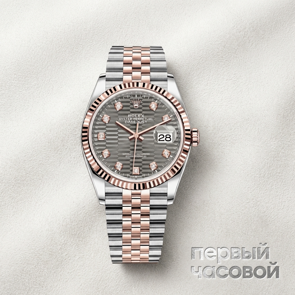 Rolex Datejust 36Mm Steel And Everose Gold Fluted Motif Dial With Diamonds
