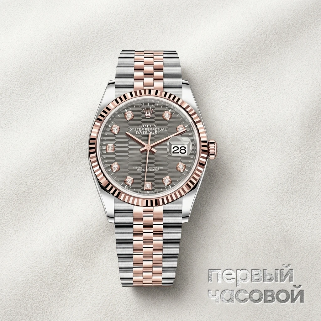 Rolex Datejust 36Mm Steel And Everose Gold Fluted Motif Dial With Diamonds 126231