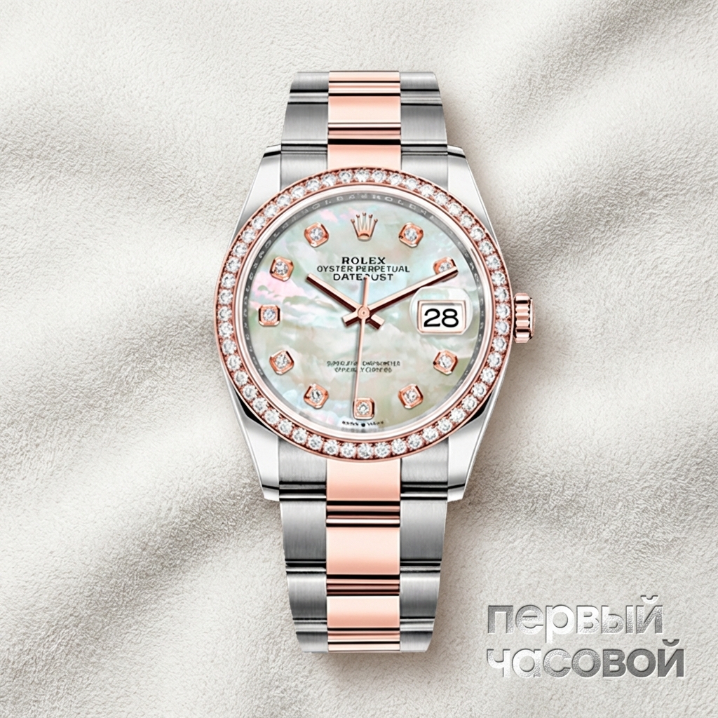 Rolex Oyster Datejust Oystersteel Everosegold and Diamonds MOP Dial