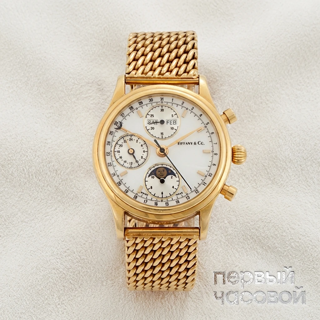 Купить элитные часы Tiffany &amp; Co Moonphase Chronograph 18K Gold : в наличии в Москве!