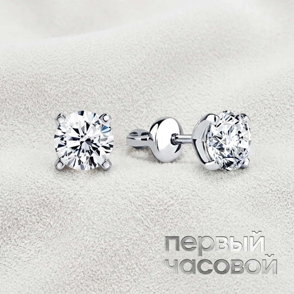 Купить украшение Studio jewelry Серьги 1,00/1,01 ct. K/VS2 (3 Excellent) Round Diamonds : в наличии в Москве!