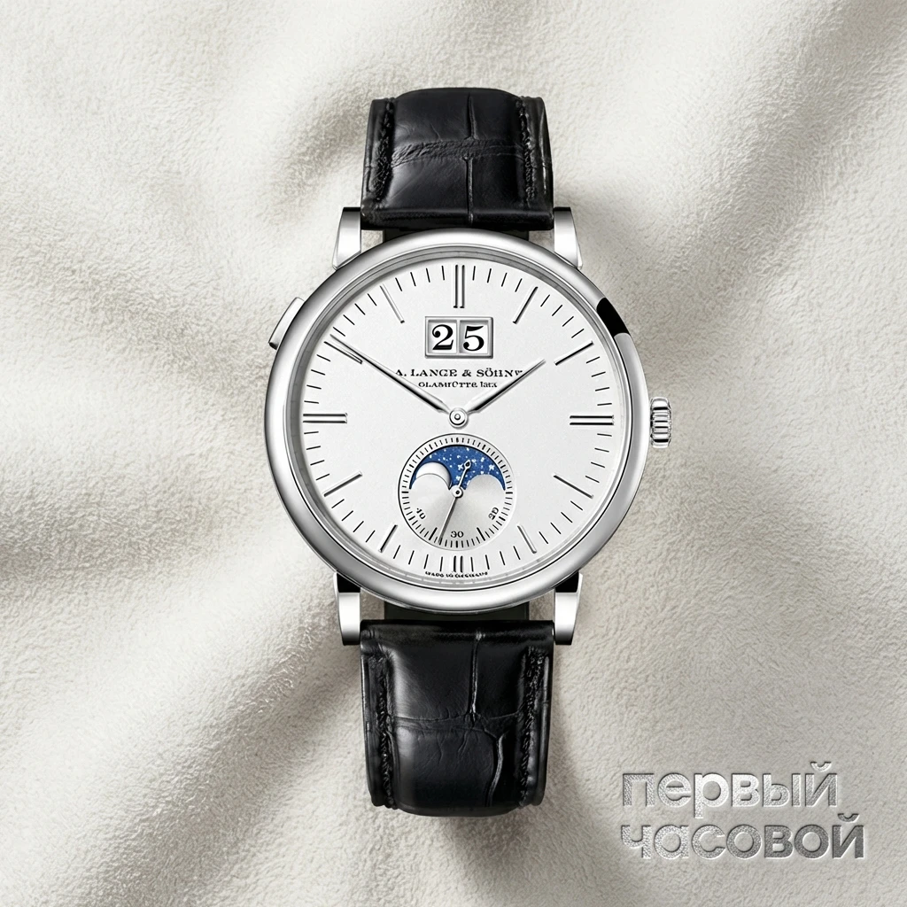 Купить элитные часы A. Lange &amp; Sohne Saxonia Moon Phase White Gold 384.026: в наличии в Москве!