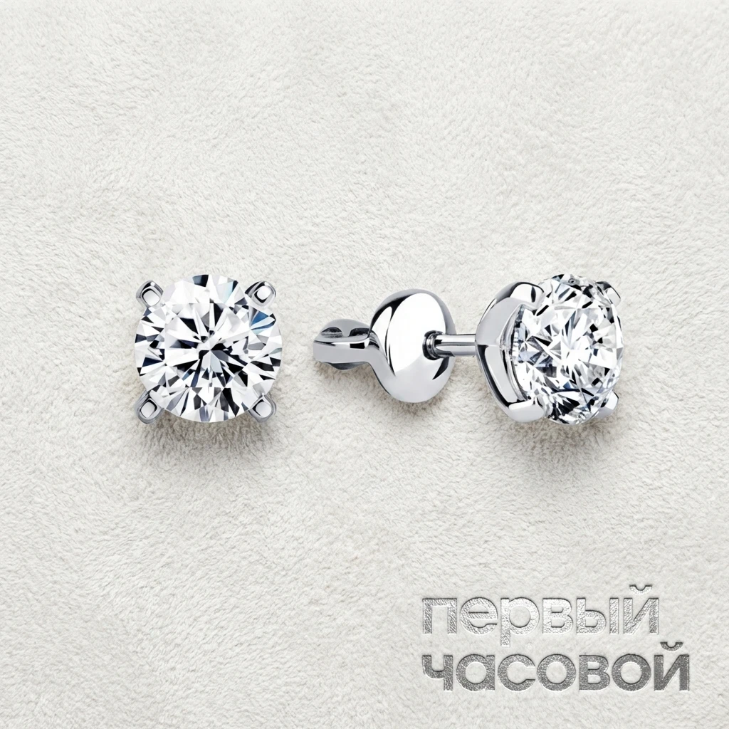 Купить украшение Studio jewelry Серьги 1,01/1,02 ct. D/Si1 (3 excellent) Round Diamonds : в наличии в Москве!