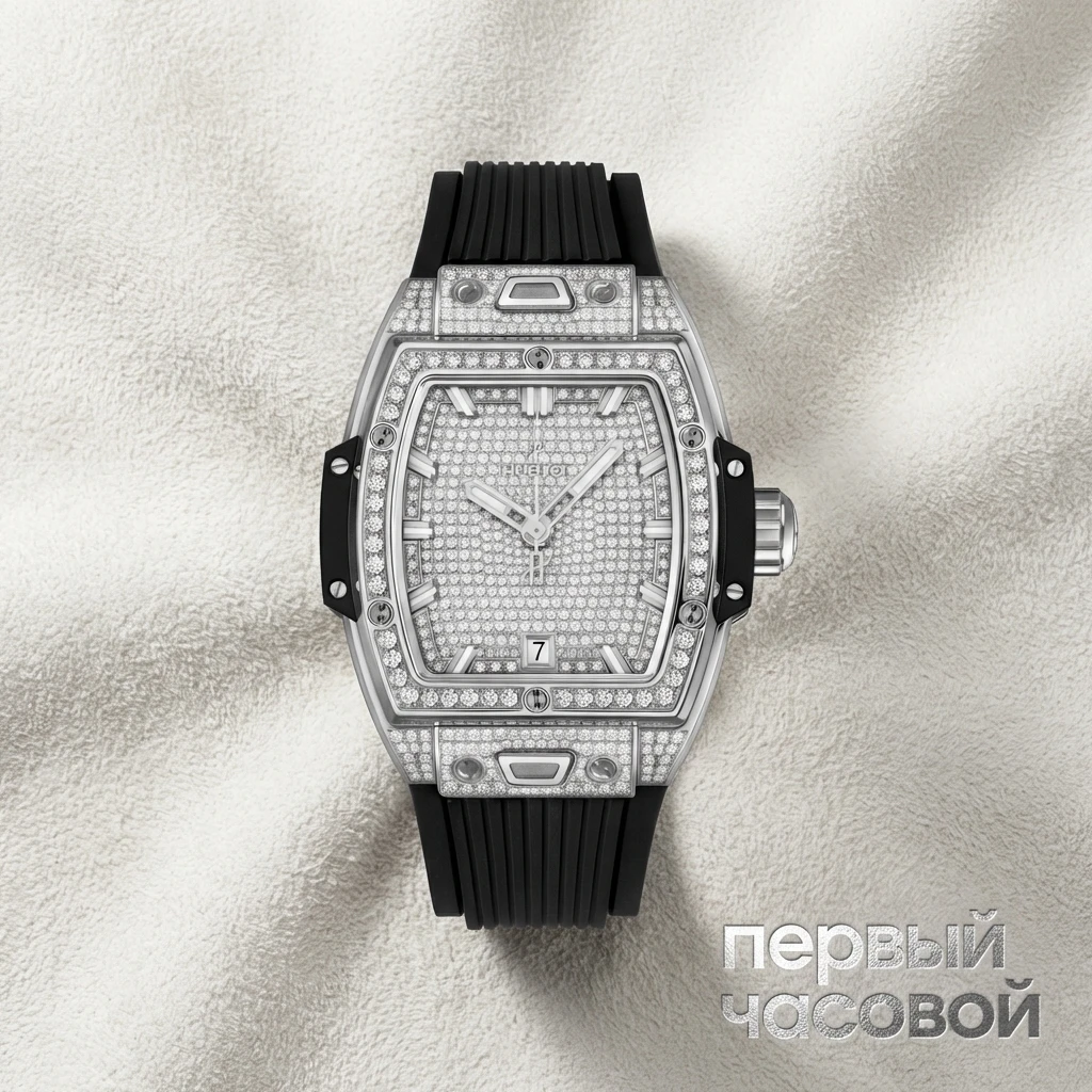 Купить элитные часы Hublot Shaped Spirit Of Big Bang Titanium Full Pave 662.NX.9000.RX.1604: в наличии в Москве!