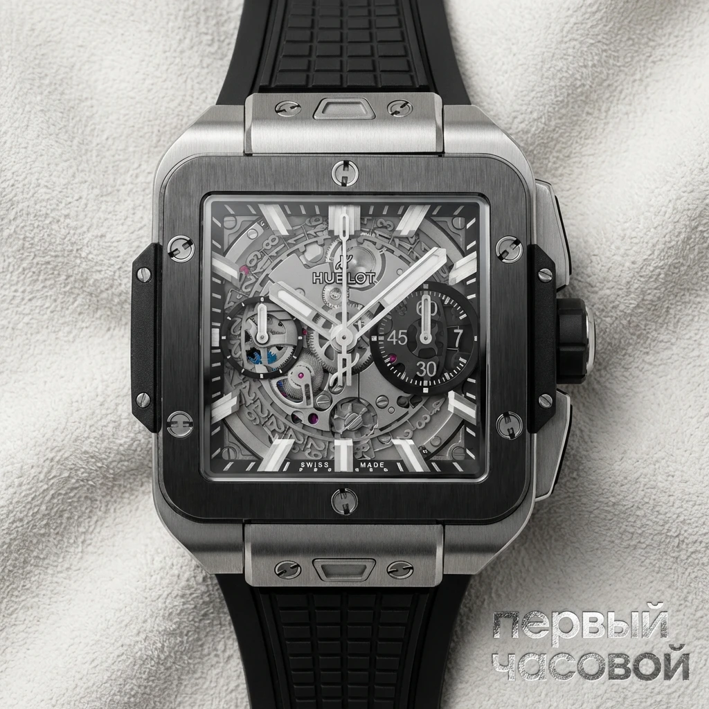 Купить элитные часы Hublot Square Bang Unico Titanium Ceramic 821.NM.0170.RX: в наличии в Москве!