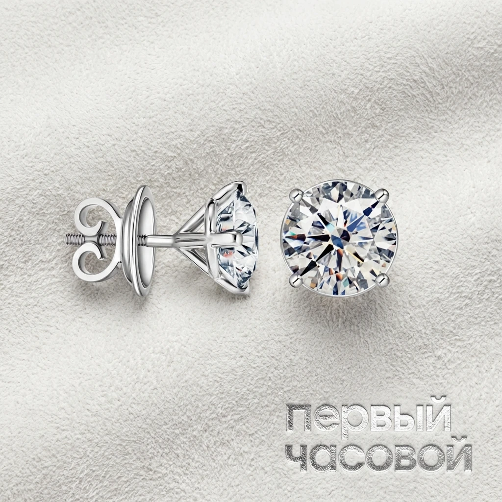 Купить украшение Studio jewelry Серьги 3,00/3,06 ct. L/VS2-Si1 (3 Excellent) : в наличии в Москве!