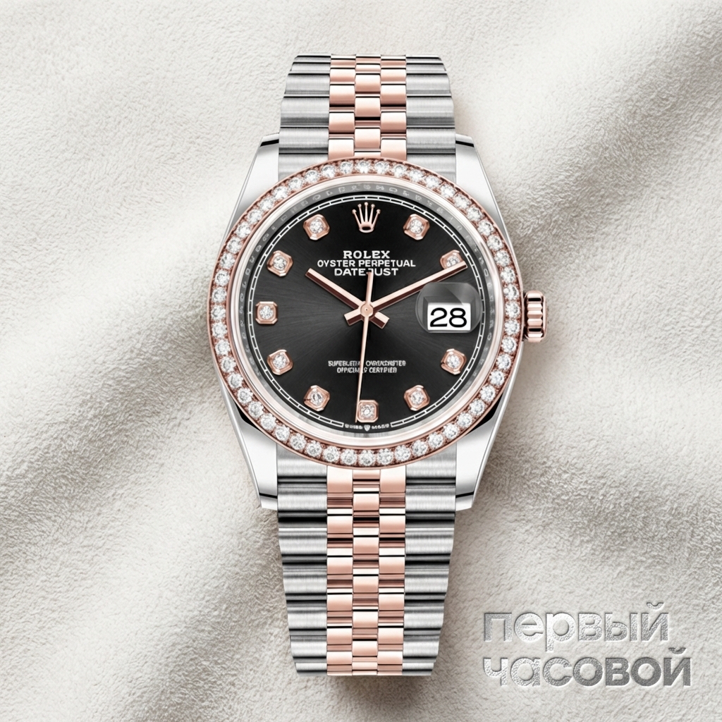 Rolex Oyster Perpetual Datejust 36 Mm Everose Rolesor Diamonds