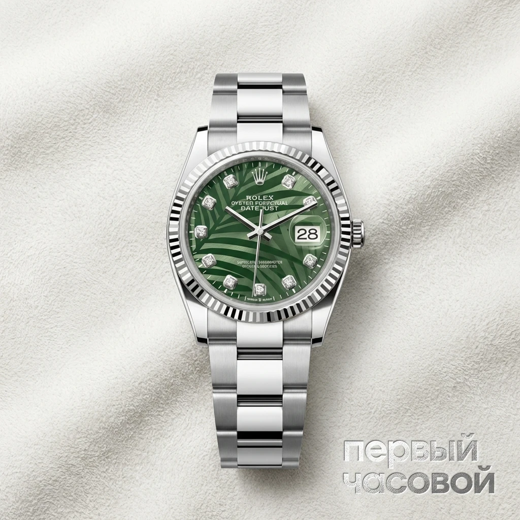 Rolex Datejust 36Mm Green Palm Motif Dial And Diamonds 126234