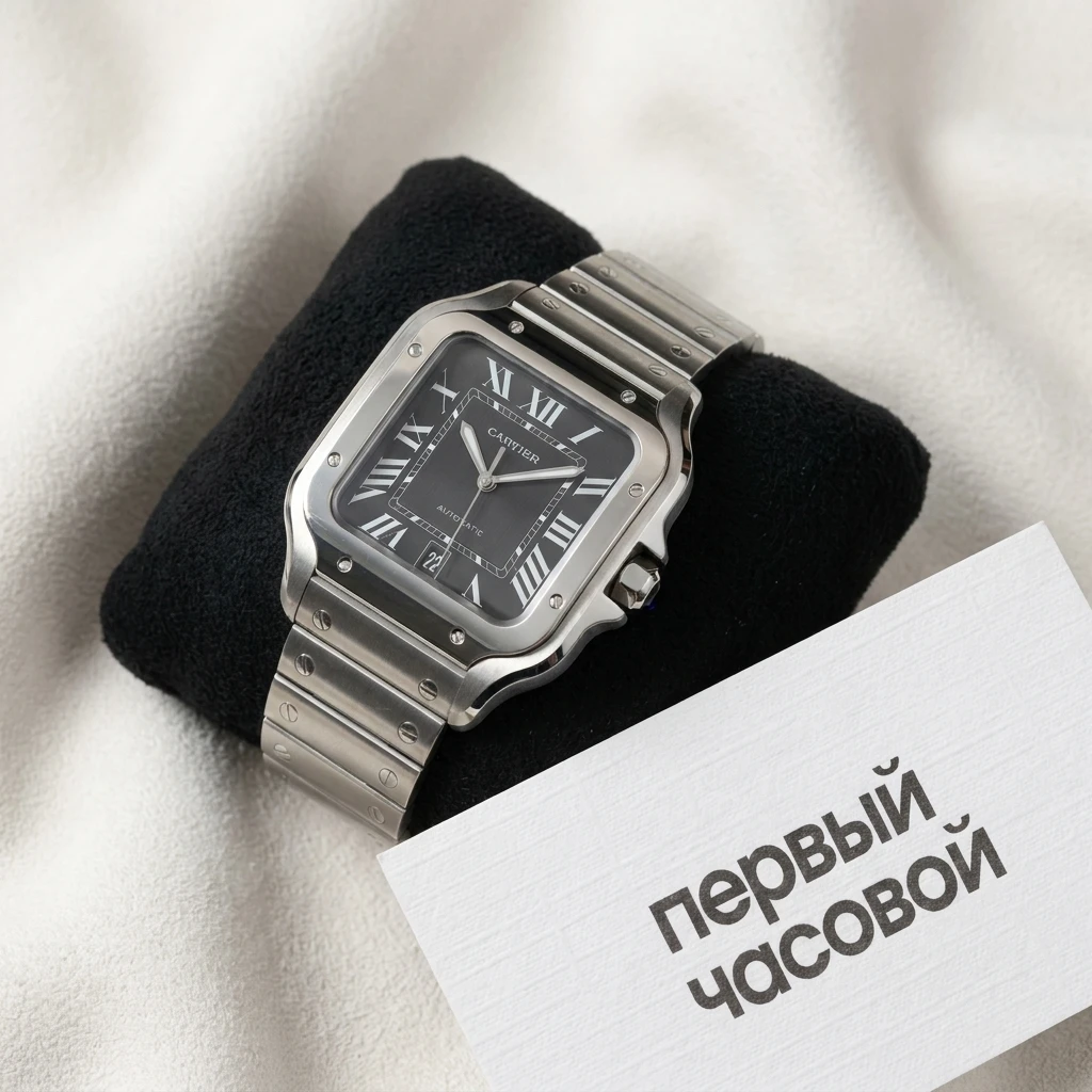 Купить элитные часы Cartier Santos De Cartier Large Model Black Dial WSSA0096: в наличии в Москве!