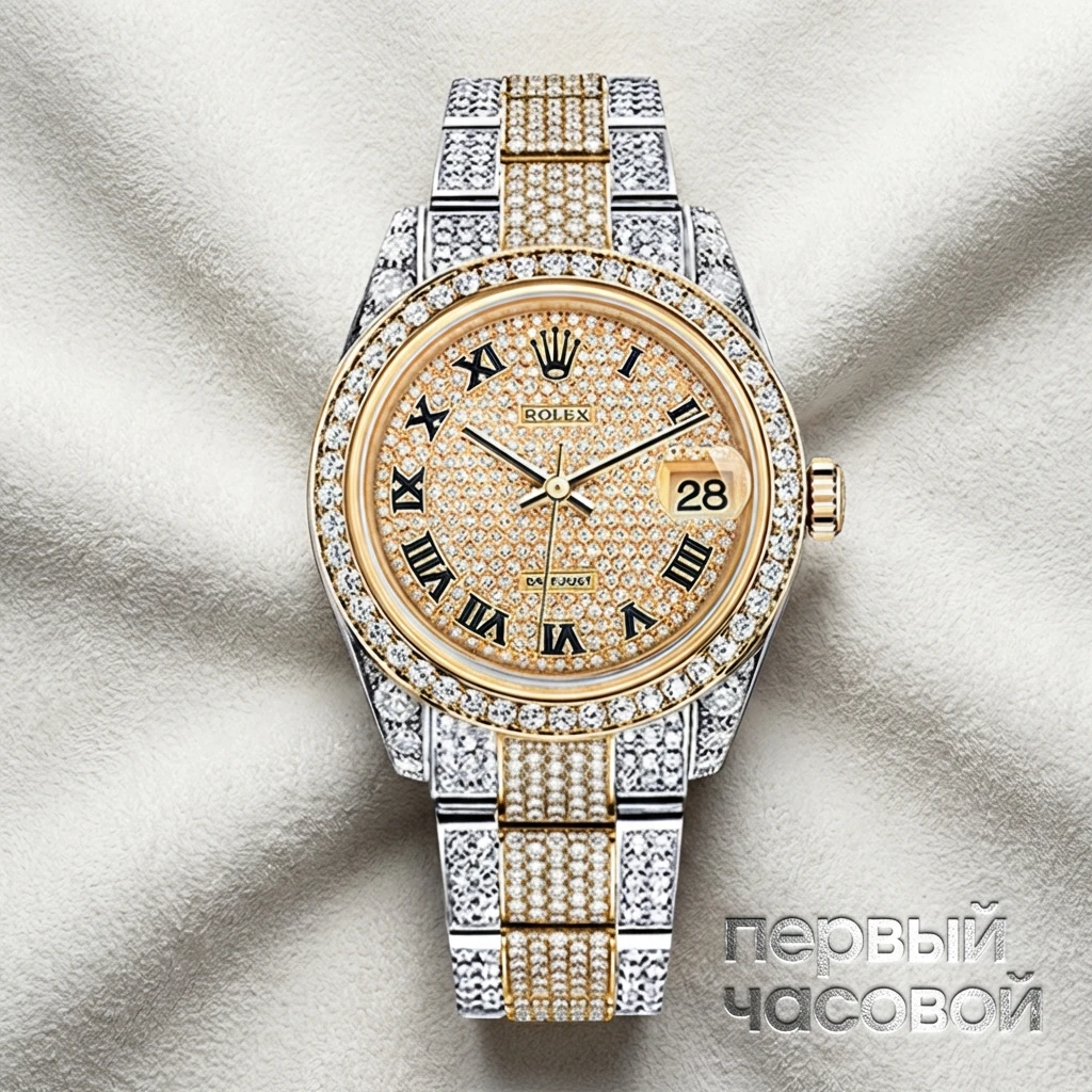 Rolex Datejust 36mm Twotone Full Pave Custom Diamonds 116203 FIX