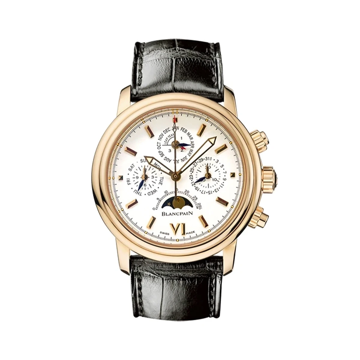 Купить элитные часы Blancpain LÉMAN PERPETUAL CALENDAR CHRONOGRAPH 18K YELLOW GOLD  2585-1418-53: в наличии в Москве!