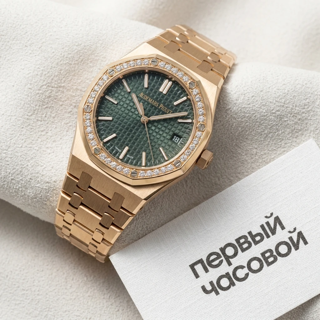 Купить элитные часы Audemars Piguet Royal Oak 37Mm Rose Gold Green Dial 15551OR.ZZ.1356OR.06: в наличии в Москве!