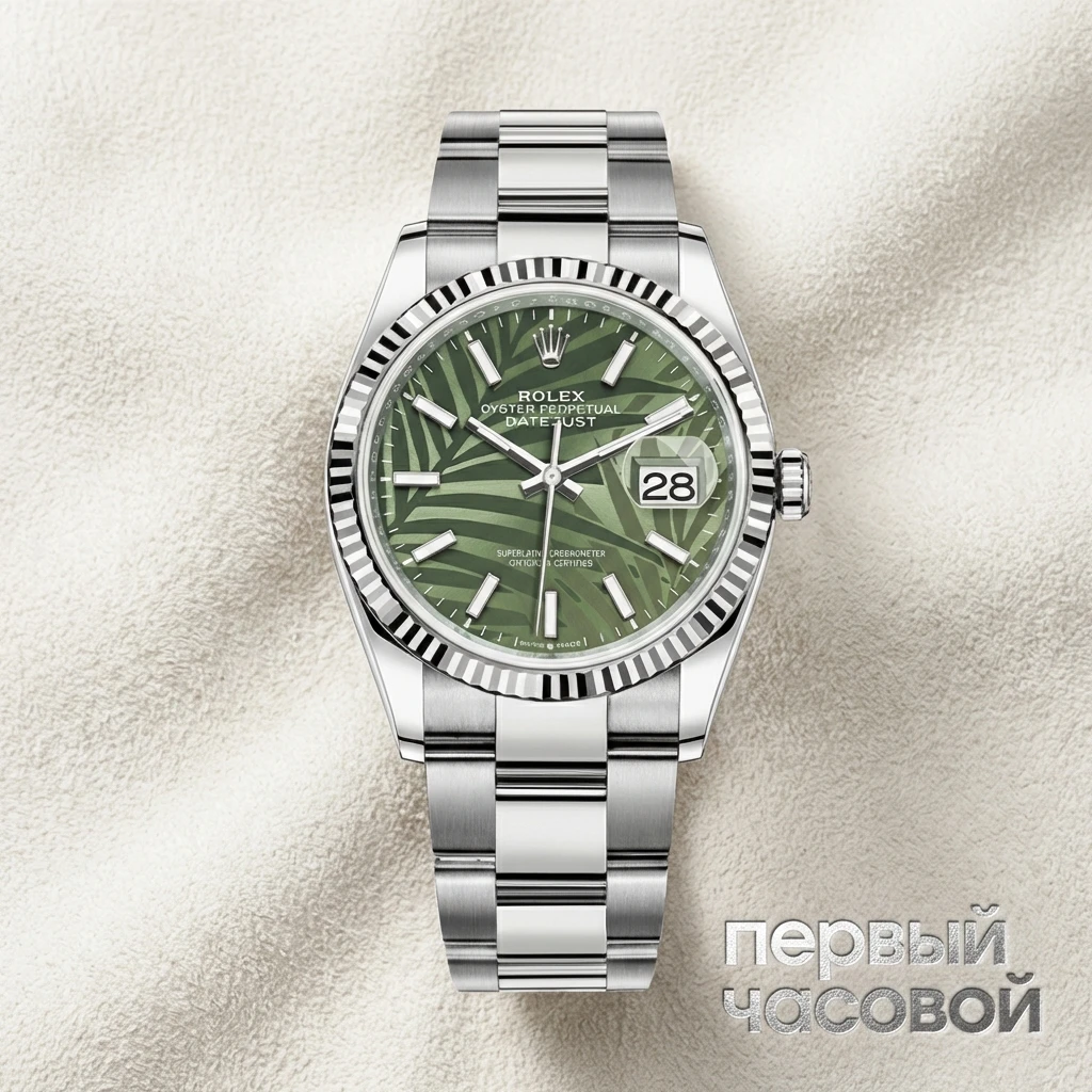 Купить элитные часы Rolex Datejust 36mm Green Palm Motif Dial 2022 126234: в наличии в Москве!